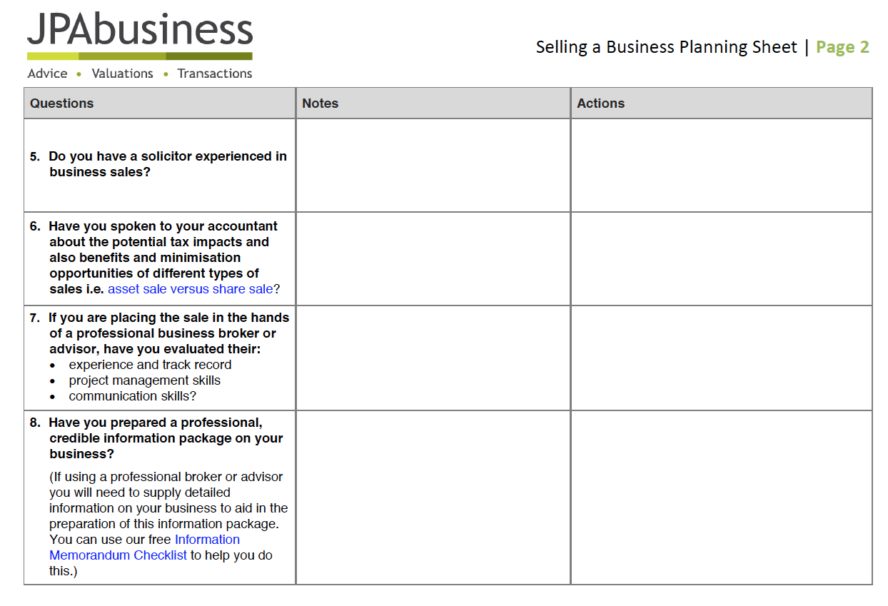 thinking-about-selling-use-our-selling-a-business-planning-sheet-template